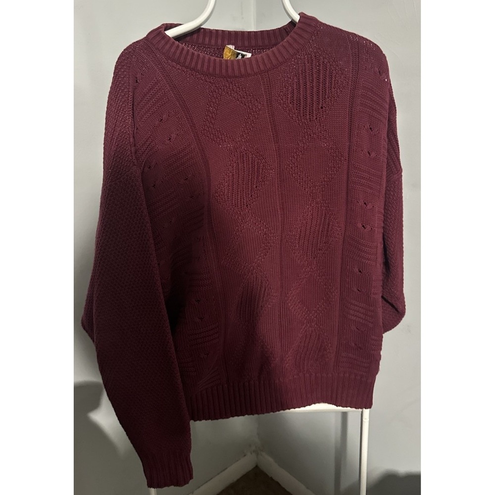 London Fog Men's Sweater With Open Knit Eyelets ( Pointelle)  Size Large Vintage
